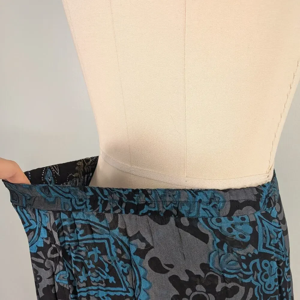 Floral Maxi Skirt M Black Multi Reversible Y2K Whimsigoth Pull On Witchy Dark